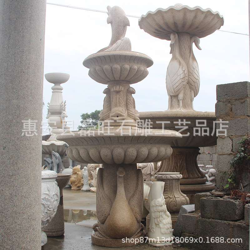 供应现货各种规格吐水动物 锈石石材雕刻喷泉 室外景区石雕摆件