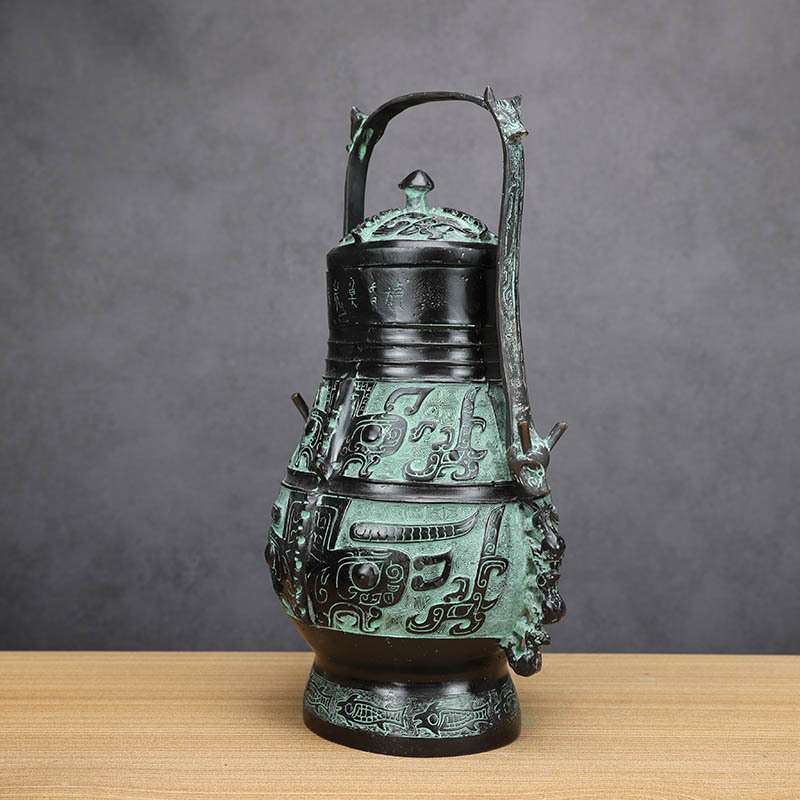 厂家直供提梁卣仿古青铜器 艺术品古玩古董办公室客厅摆件