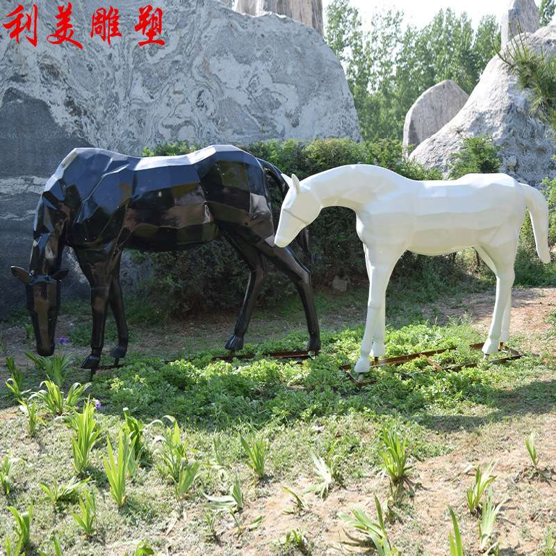 雕塑厂家玻璃钢马雕塑户外大型仿真马园林景观动物树脂摆件现货
