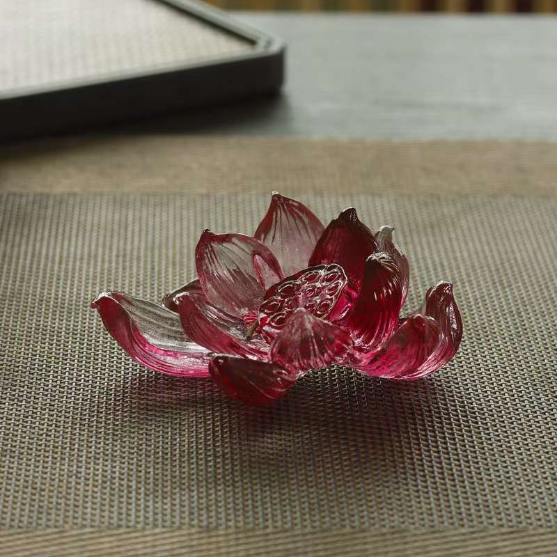 古法禅意琉璃莲花线香插香座藏香简约国风中式香托日式立香托盘