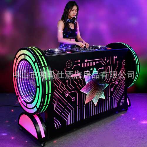 新款KTV酒吧发光DJ台打碟机深渊镜DJ台调音机派对房厢移动打碟桌
