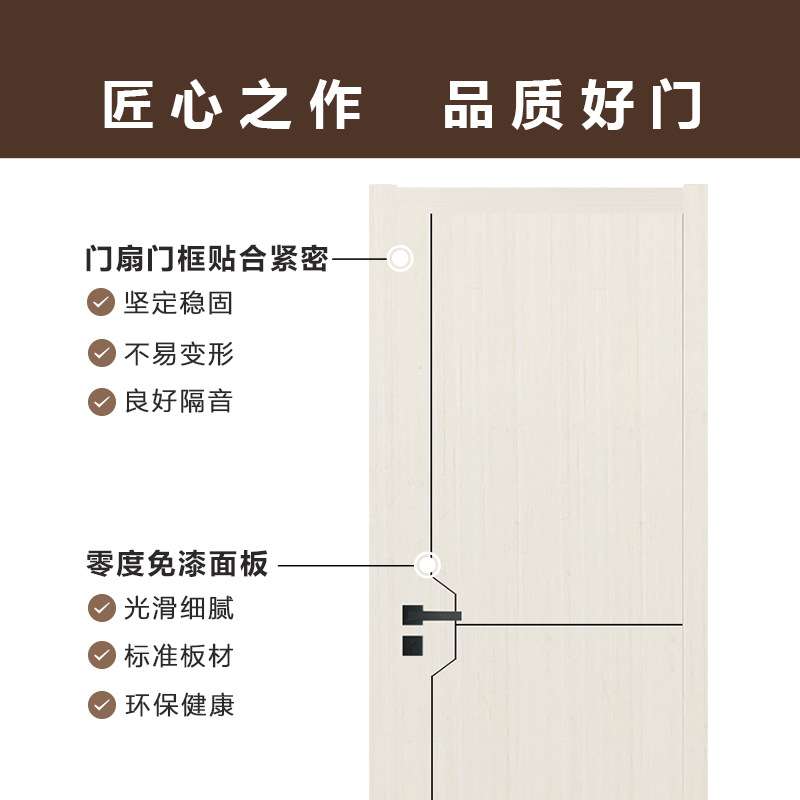 卧室门免漆房间隔音套装白色现代简约极简轻奢北欧厂家 实木门