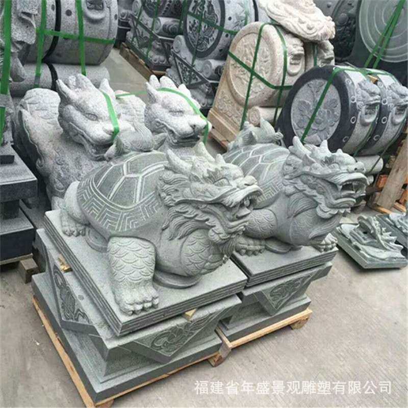 石材雕刻乌龟 庭院景观雕塑龙头龟摆件 动物雕塑