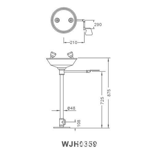 WJH0359紧急立式洗眼器 304不锈钢立式双喷头洗眼器