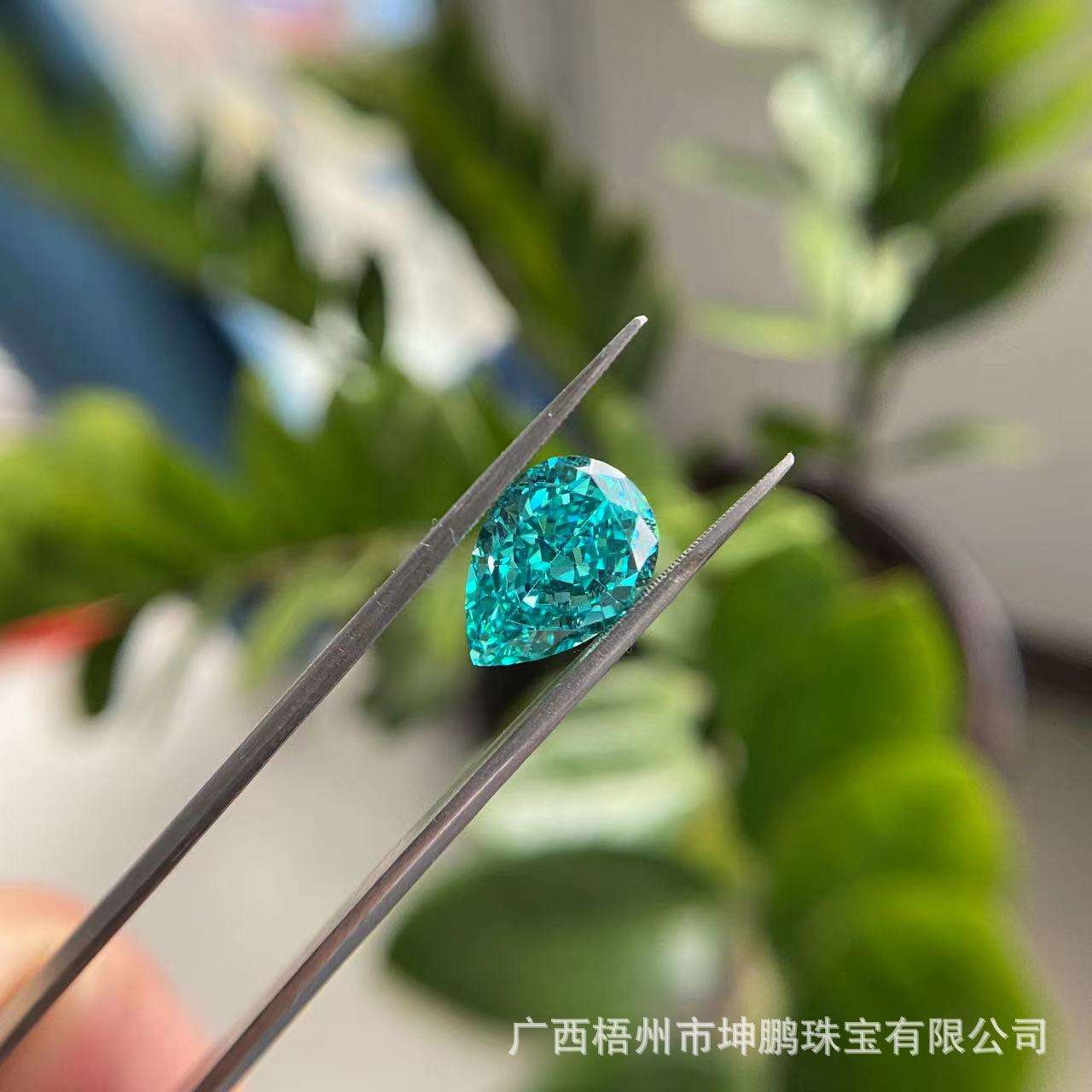 源头工厂帕拉伊巴霓虹蓝冰花切水滴形高碳钻梨形裸石手饰饰品戒面