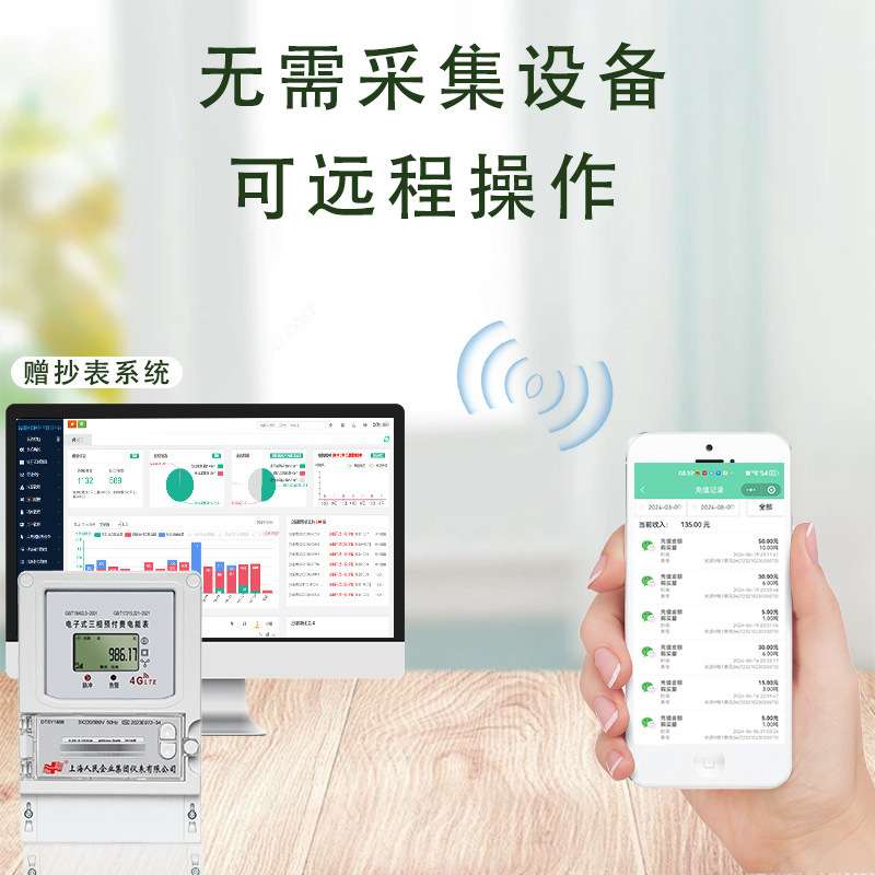上海人民智能电表4G预付费出租屋三相扫码远程抄表公寓380V电度表