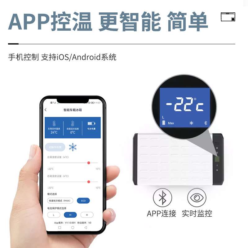 跨境车载冰箱可控温冷冻冷藏25升压缩机车用12/24v车载冰箱