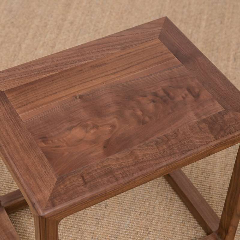 新中式禅意实木家具老榆木免漆方凳北美黑胡桃现代简约家用餐边凳