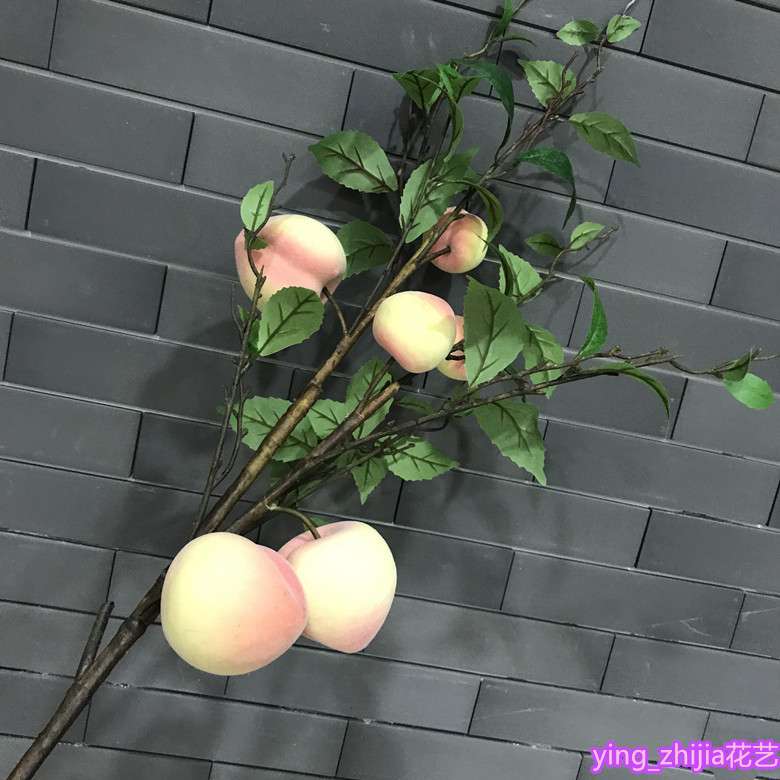 仿真水果干枝长枝家居饰品装饰果枝水蜜桃枝假花桃子橱柜绢花田园