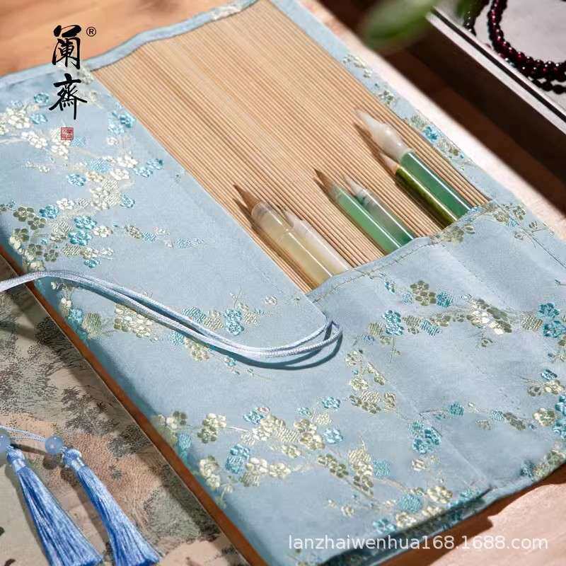 精美手工笔帘文房四宝多功能便携收纳袋笔袋送礼旅行书法套装学生