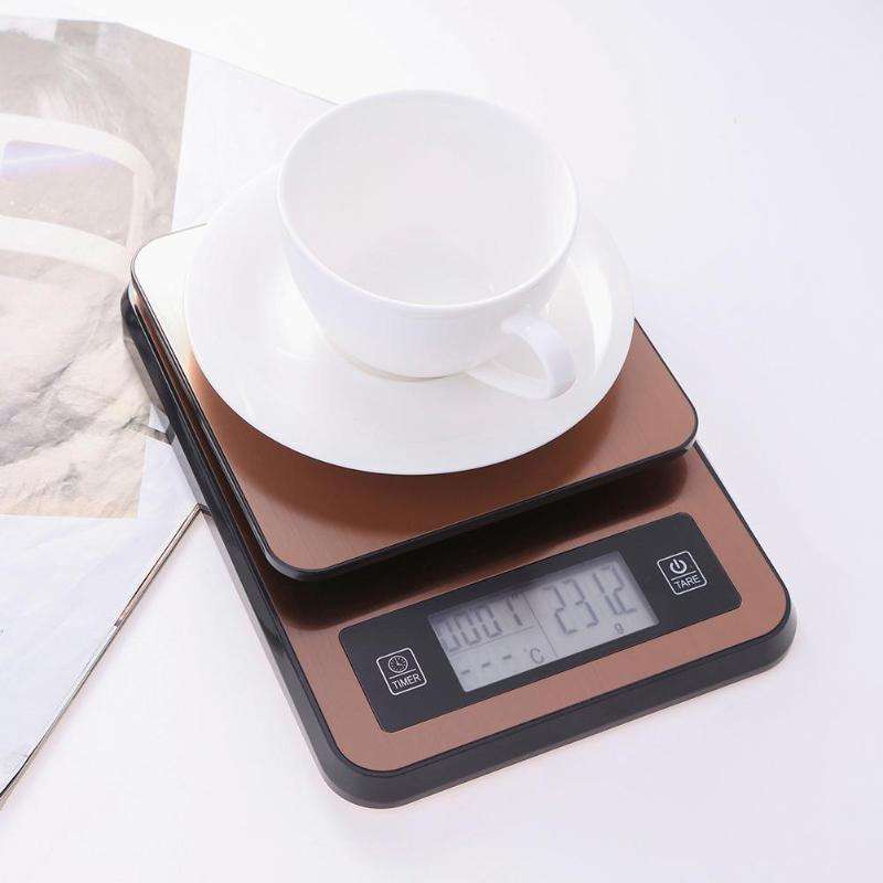 手冲电子咖啡秤计时多功能3KG-0.1g厨房秤带体温计