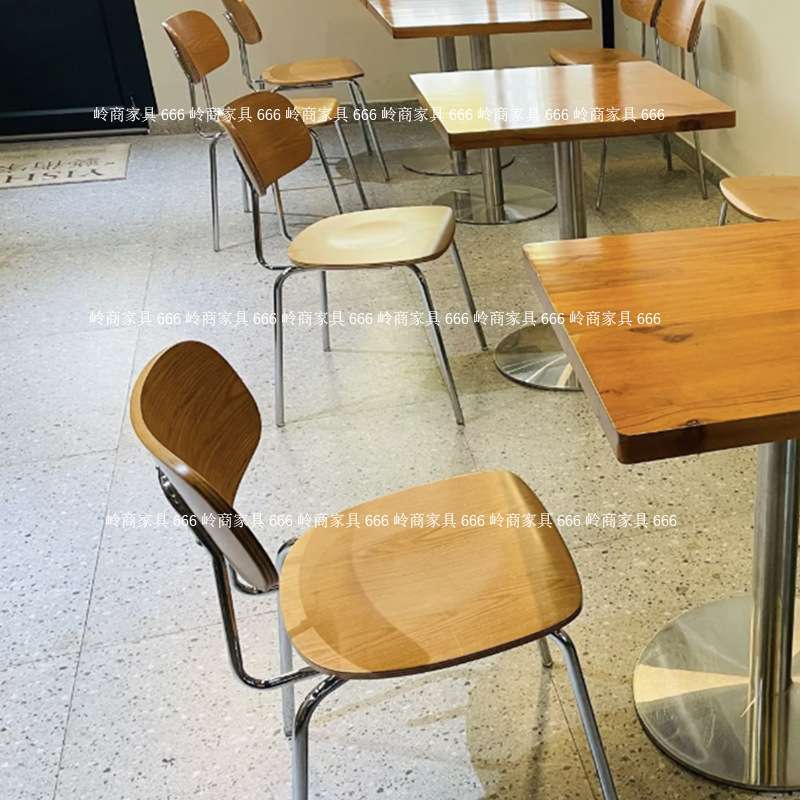 意式铁艺奶茶店休闲餐桌椅组合咖啡厅汉堡炸鸡店工业风实木靠背椅