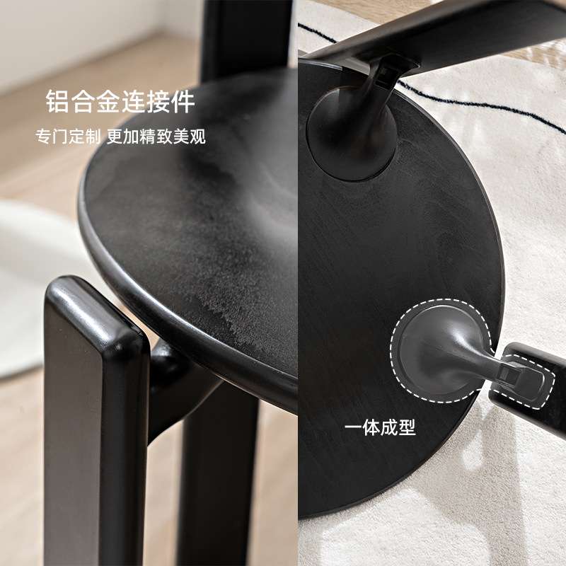 北欧轻奢实木餐椅 现代简约家用餐桌椅 小户型可叠放餐厅彩色椅子