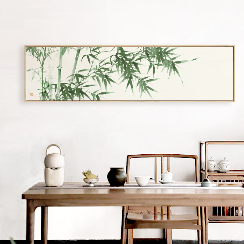 水墨宣言新中式简约国画竹子装饰画禅意画茶室横幅意境中国风墙画