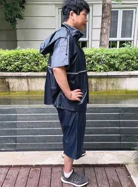 夏天新款雨衣短袖单件上衣分体套装防水电动车男女加厚全身防暴雨