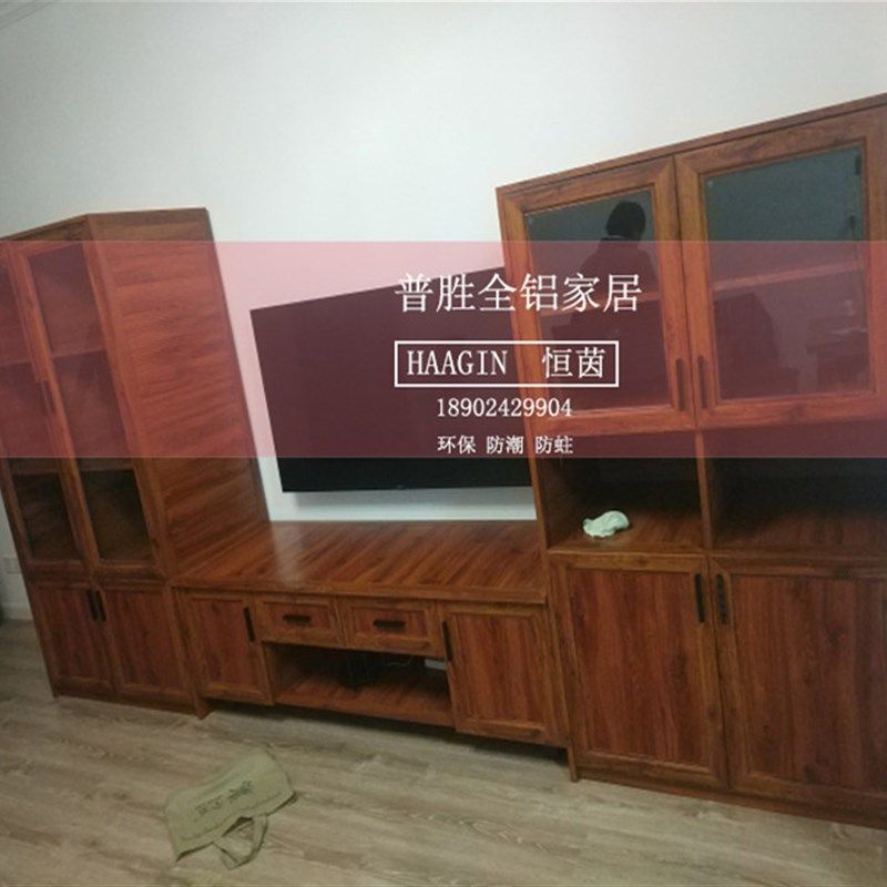 北欧轻奢全铝合金电视柜家具矮柜地柜网红平开门客厅简约白色定制