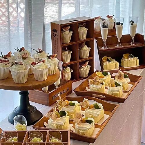 森系甜品台展示架实木十一件件套订婚宴婚礼宴会商务茶歇成套架子