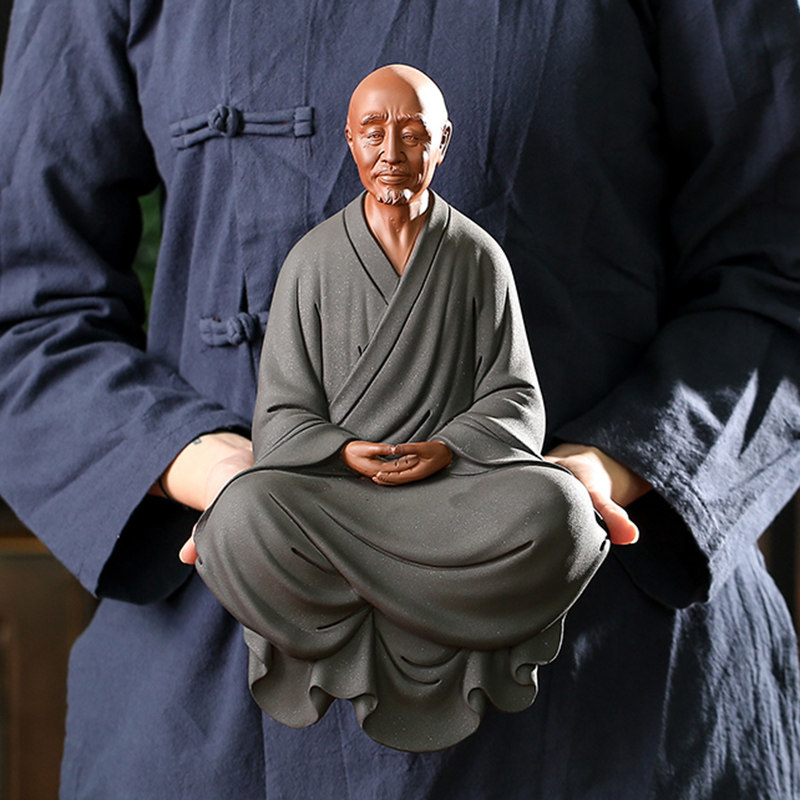 辉道 弘一法师摆件紫砂历史人物李叔同佛像雕像禅意中式客厅摆件