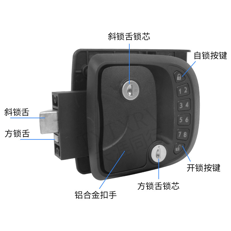 房车锁智能遥控机械密码锁汽车营地游艇轮船按键电子门锁房车配件