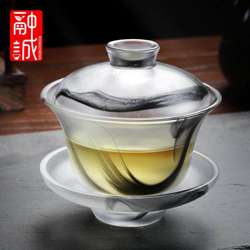 盖碗茶杯大号琉璃敬茶碗水晶加厚耐热三才碗单个功夫茶具冲茶器