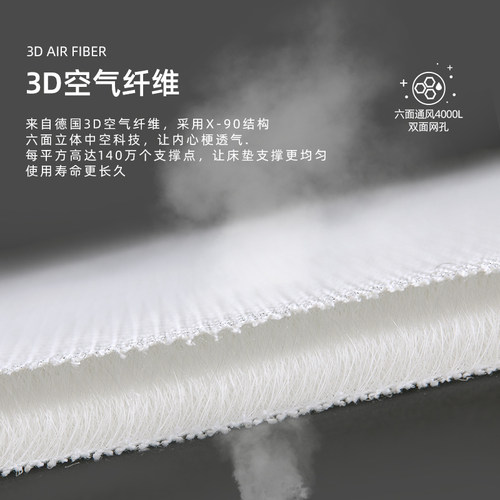 苏老伯3D空气纤维床垫透气可水洗床褥加软透气防潮家用儿童4D薄垫