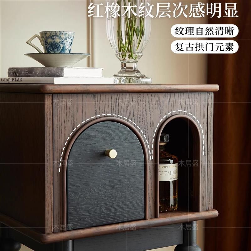 木居盛法式复古沙发侧边柜创意置物架中古风客厅高脚边几侧柜斗柜