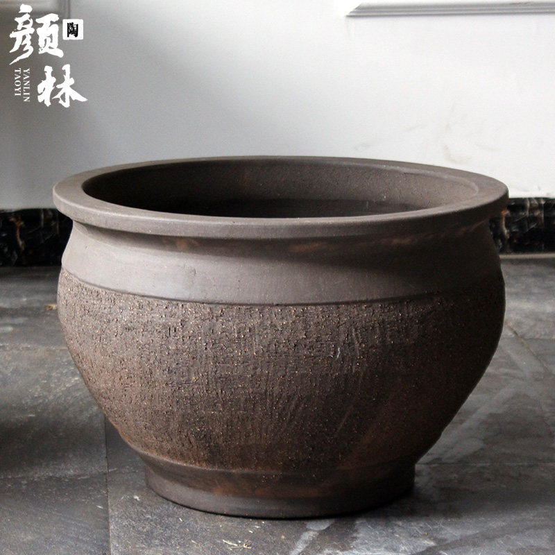 碗形花盆矮款粗陶花盆粗砂盆土陶大号花盆大码花盆花坛中式种树盆