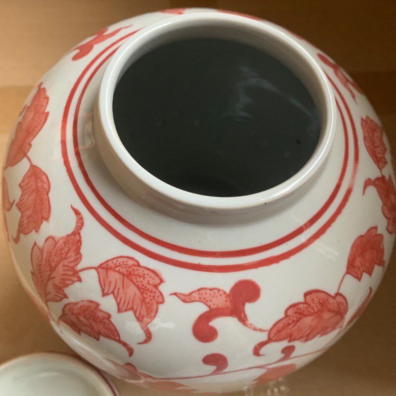 红色带盖储物罐艺术陶瓷花瓶摆件客厅干花插花器电视柜装饰陶罐