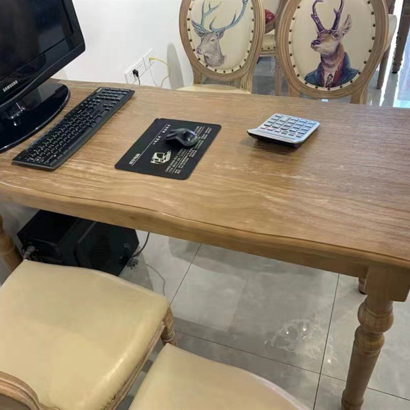 复古实木餐桌饭桌摄影道具长方桌商用家用咖啡桌学习桌办公