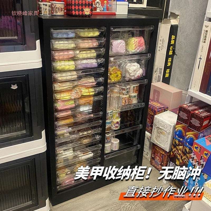美甲收纳柜美甲店甲油胶多层平底4文件柜抽屉式带轮落地式样品柜