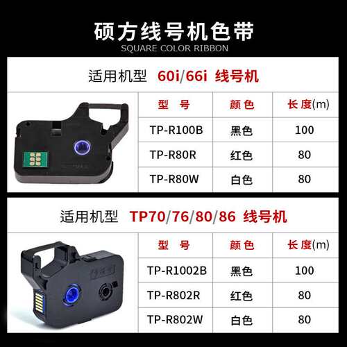 硕方线号机TP70/76i/60i/66i色带打号机碳带白色TP-R802W R802R红