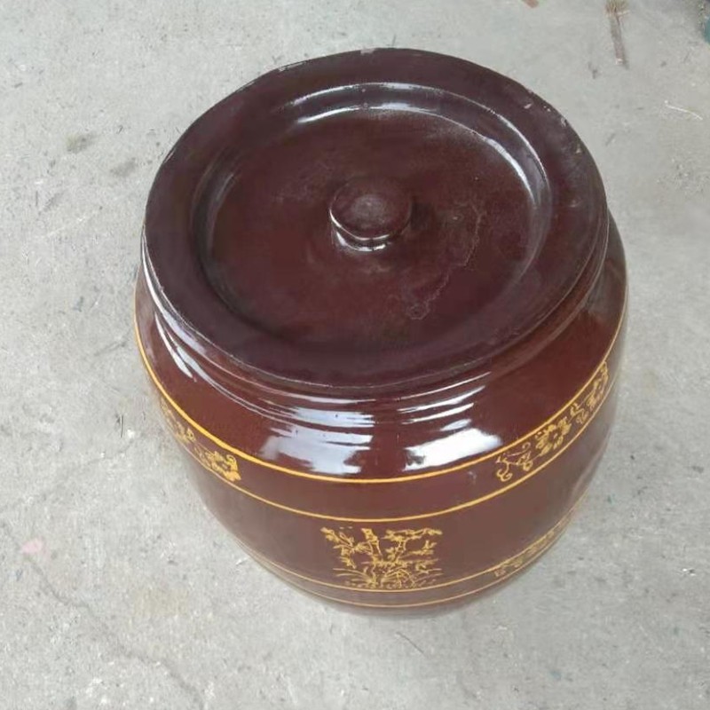 烧花土陶坛陶瓷缸米缸米酒缸发酵用油坛配盖50斤60斤水缸陶缸家用