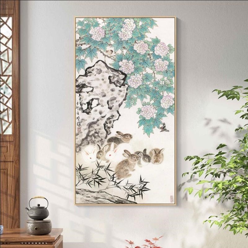 动物挂画客厅书房玄关沙发背景墙壁房间卧室床头壁画 兔子装饰画