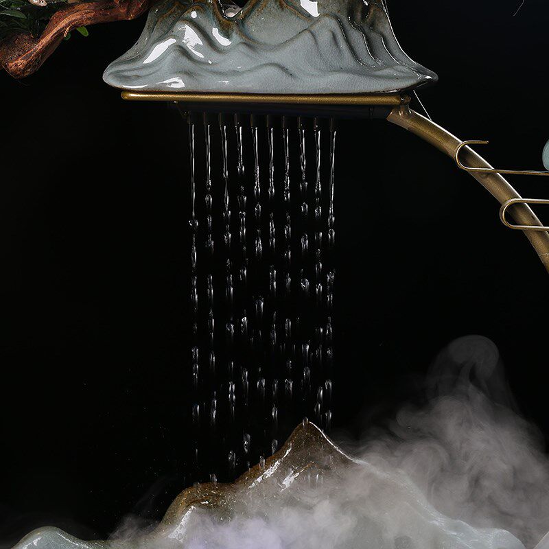 新中式流水摆件循环水夜灯招财装饰品办公室开业礼物乔迁新居礼品