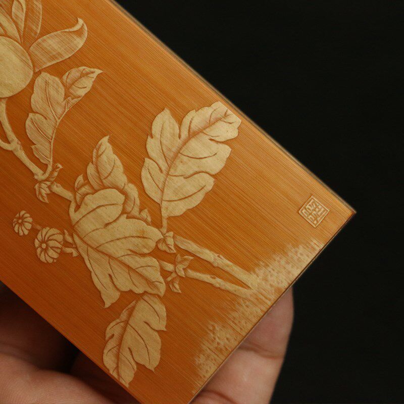 粗烟五支装东阳名家戚挺飞本工十几年老于竹纯手工精工留青雕刻竹