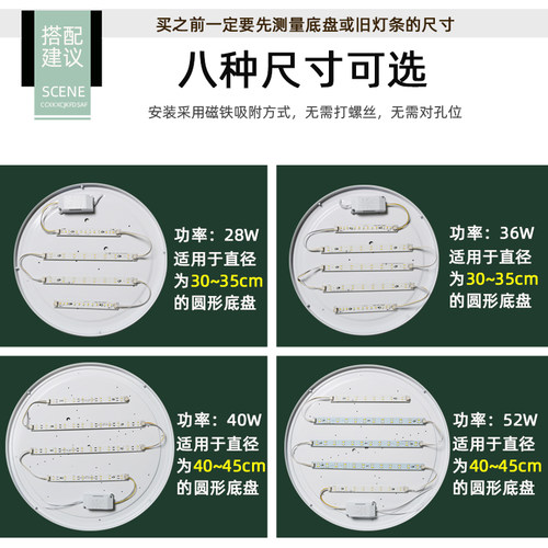 客厅圆形大灯 吸顶灯改造灯芯超亮能led灯条拼圆用60cm80cm1米