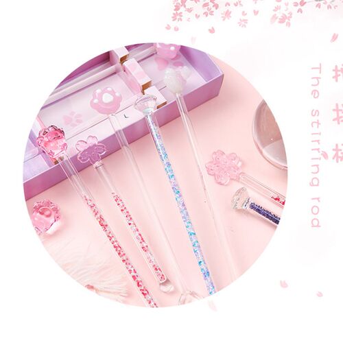 调酒棒少女心星粉色玻璃搅拌棒可爱创意长柄果汁咖啡加长搅拌棒