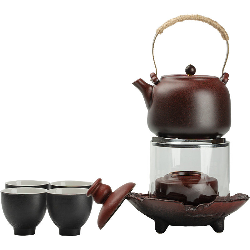 围炉观火煮茶炉家用煮茶壶酒精炉烤火炉套装器具户外烧水壶煮茶器