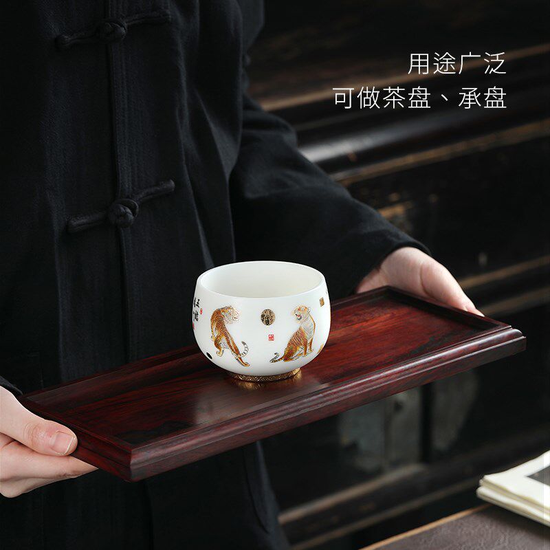 妙莲天香简约复古整块酸枝木实木干泡盘功夫茶具茶盘茶托茶台壶承