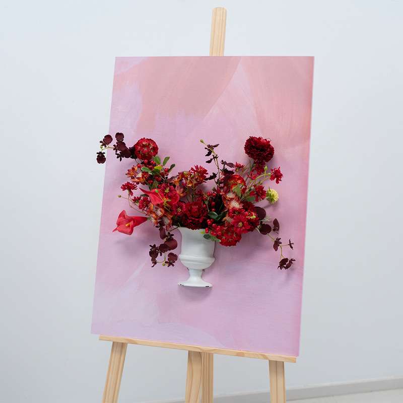 欧式油画风展板立体花瓶花艺 店面橱窗迎宾布置仿真花假花套装