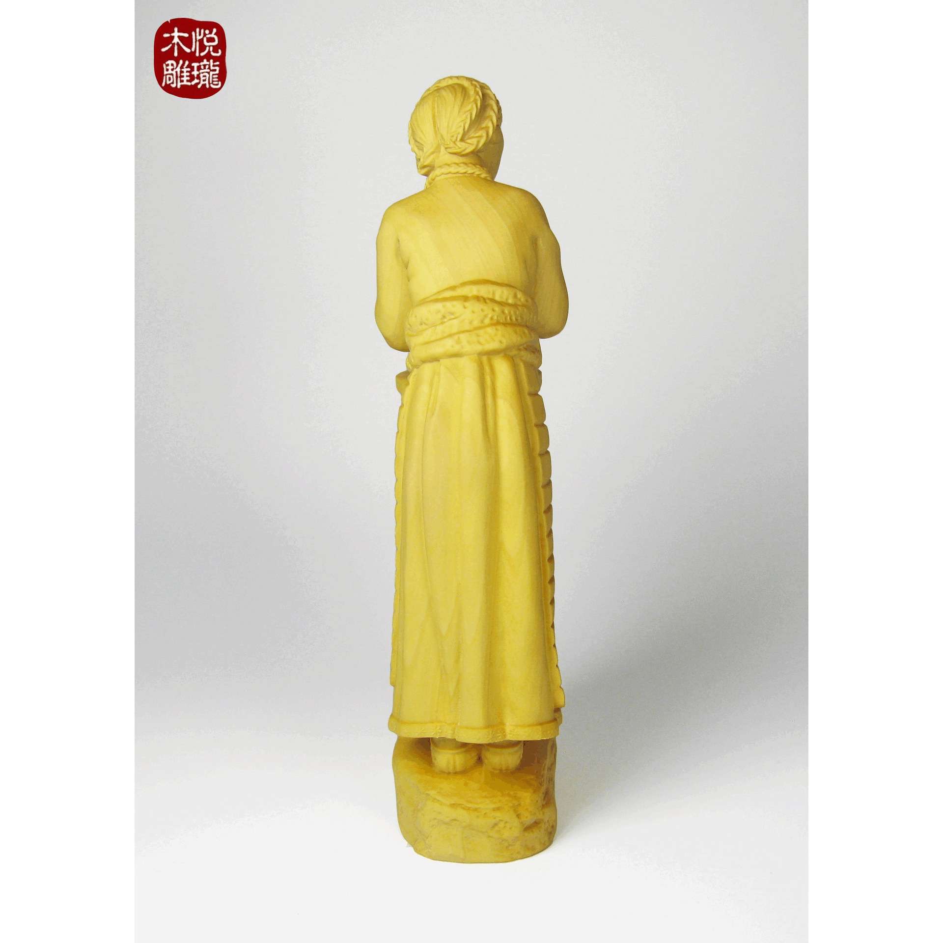 黄杨木雕人物像摆件雕塑艺术树脂玻璃钢美陈道具别墅庭院花园饰品