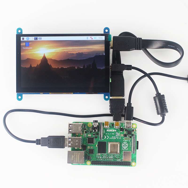 树莓派4B/3B+ 5寸HDMI电容触摸屏800X480分辨率液晶显示屏免驱