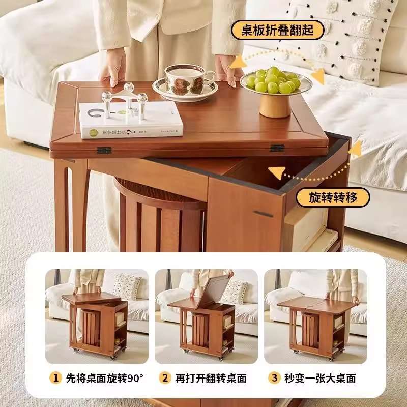 实木圆凳子茶几茶台桌子可叠放组合凳吃饭凳子中式餐桌凳收纳折叠