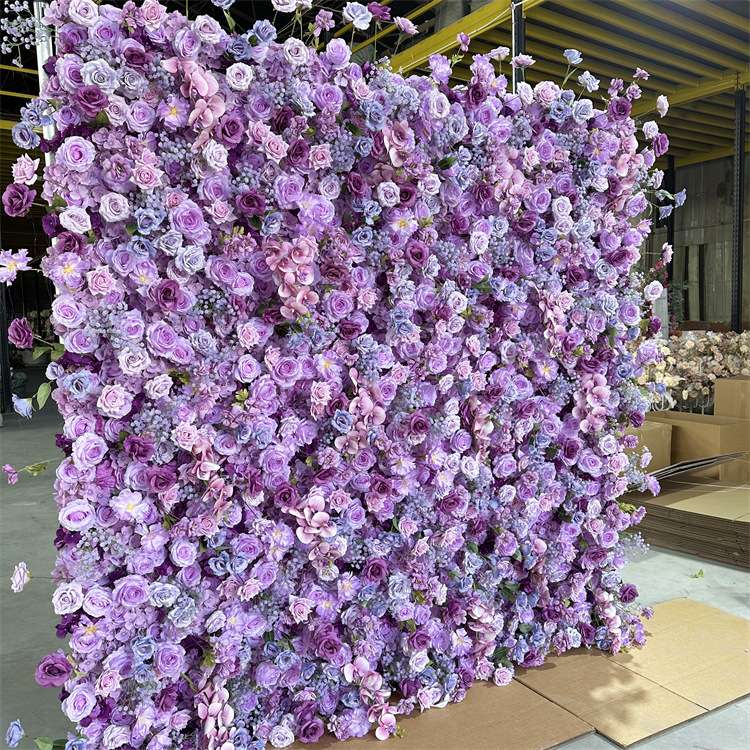 紫色系婚庆仿真花墙背景装饰婚礼布置假花橱窗展厅花墙布置