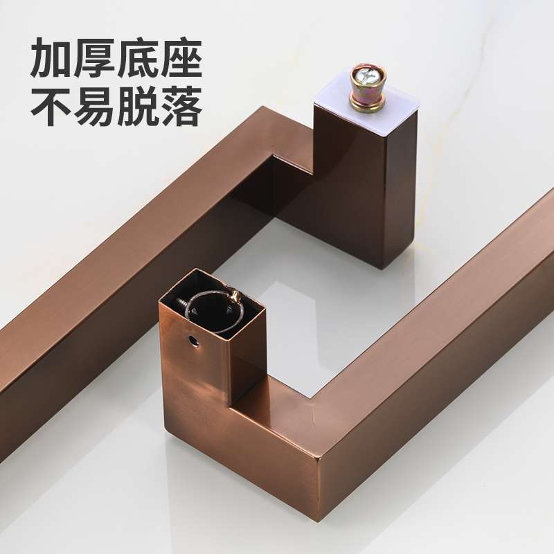 玻璃门拉手方管双弯黑色不锈钢灰色黑钛金玫瑰金有框木门拐角把手