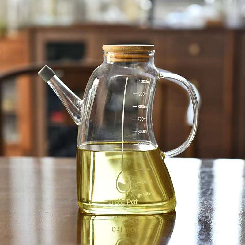玻璃油壶家用油罐油瓶厨房大容量酱油醋调味瓶带刻度防漏设计