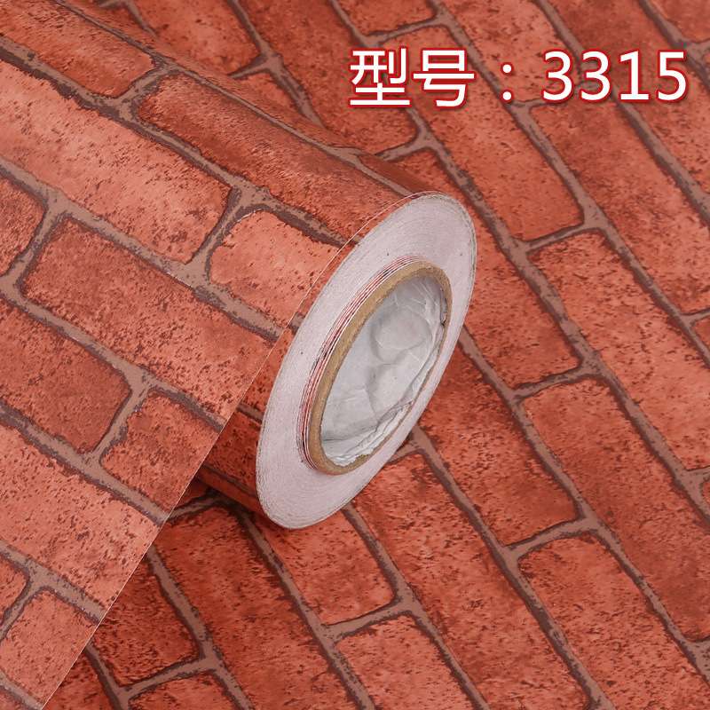 PVC墙纸贴纸砖纹自粘墙纸卧室客厅背景彩装膜墙防污防水彩晶膜