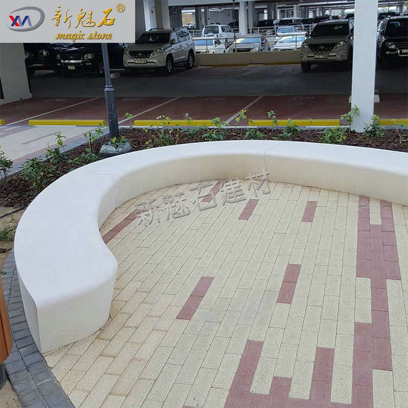 清水混凝土水泥仿水磨石表面坐凳 GRC景观树池坐凳 人造石材厂家