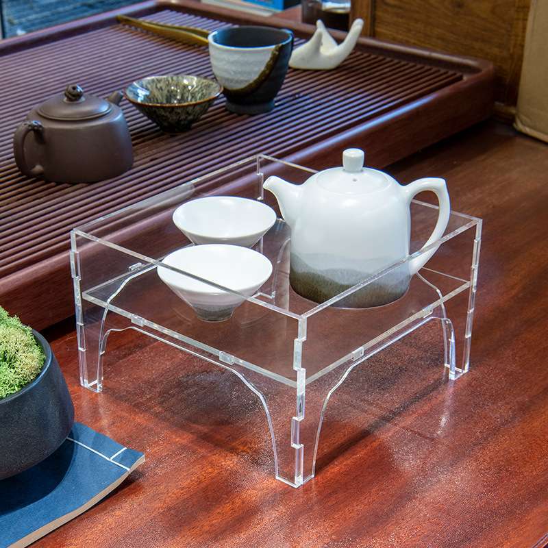 新中式亚克力收纳茶具茶器配件橱窗托盘花架茶台茶桌茶道茶棚摆件