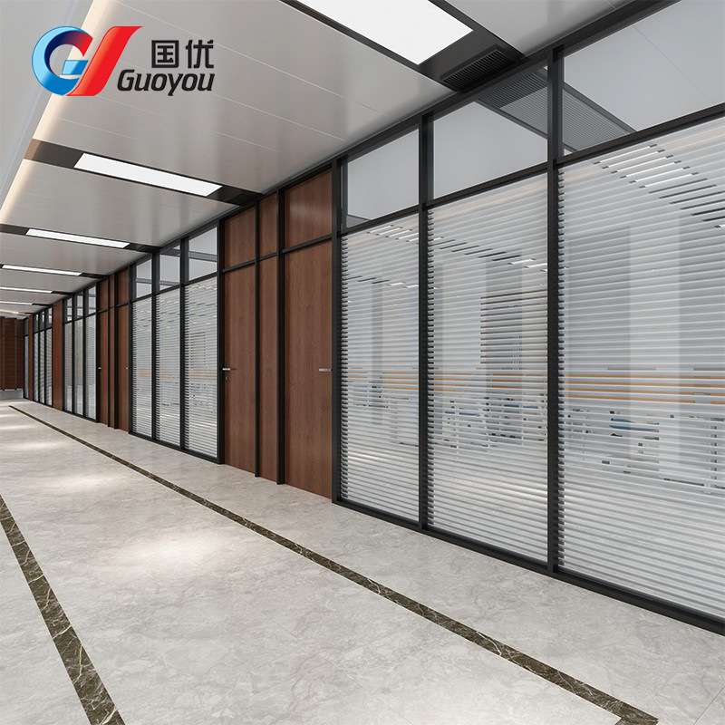 钢化玻璃隔断 高隔间百叶隔断铝合金双层玻璃隔音墙百叶隔断